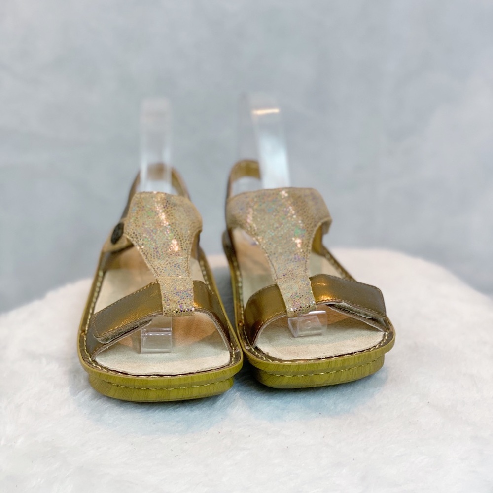 Alegria Kendra Gold Leather Sandals - Picture 2 of 8
